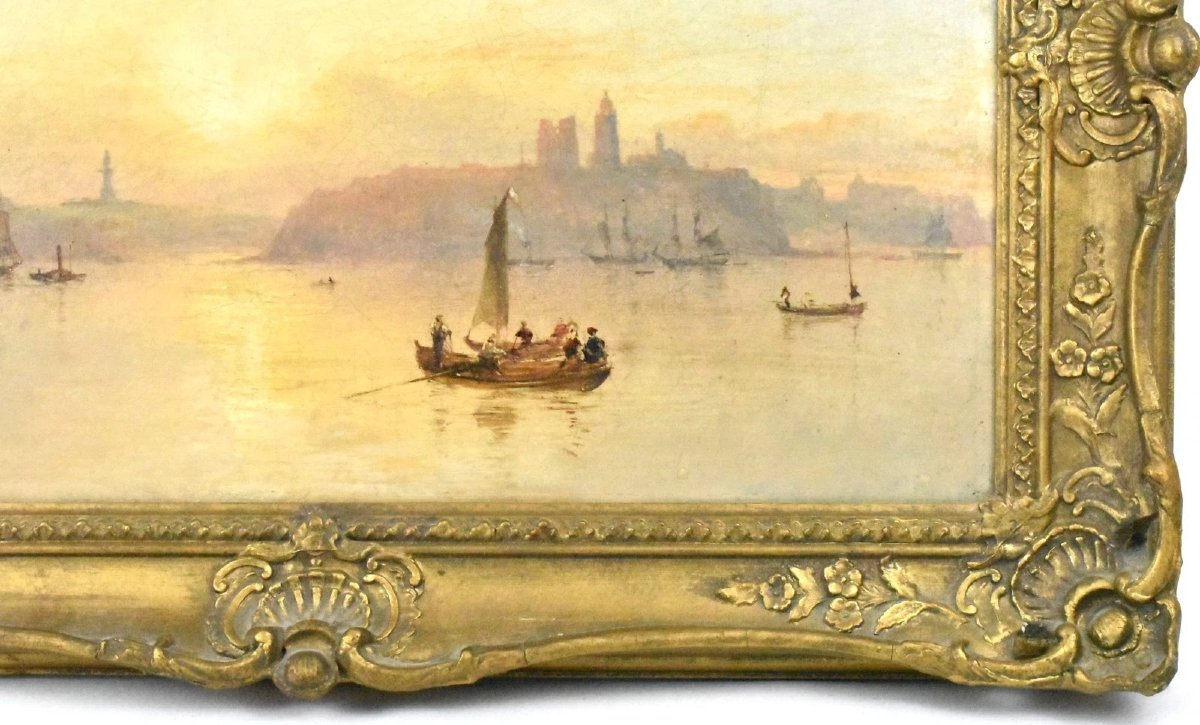 Élégant tableau encadré représentant un paysage aquatique – Coucher de soleil serein avec batea-photo-6