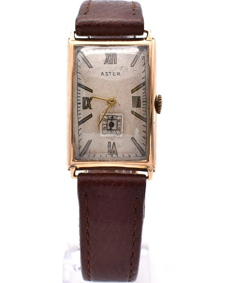 Vintage 9ct Gold Encased Aster Swiss Made Mechanical Wristwatch