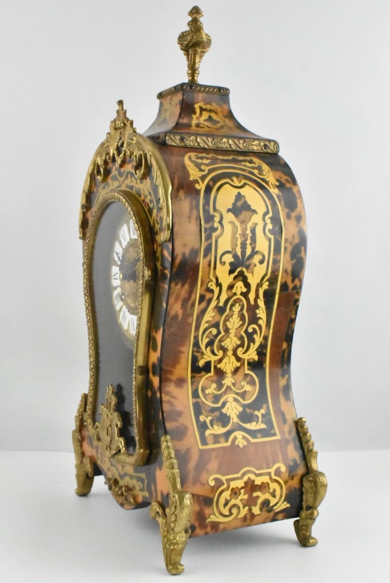Une grande horloge de cheminée vintage Franz Hermle & Sons Boulle-photo-2
