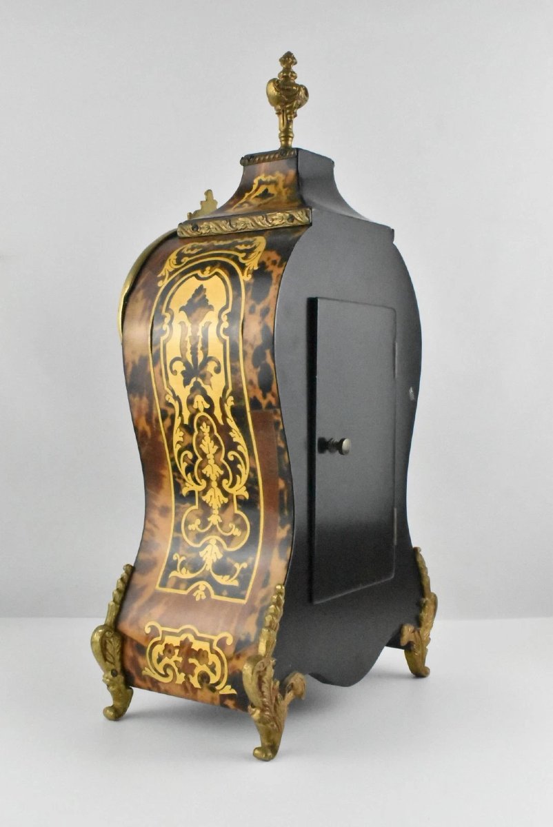 Une grande horloge de cheminée vintage Franz Hermle & Sons Boulle-photo-4