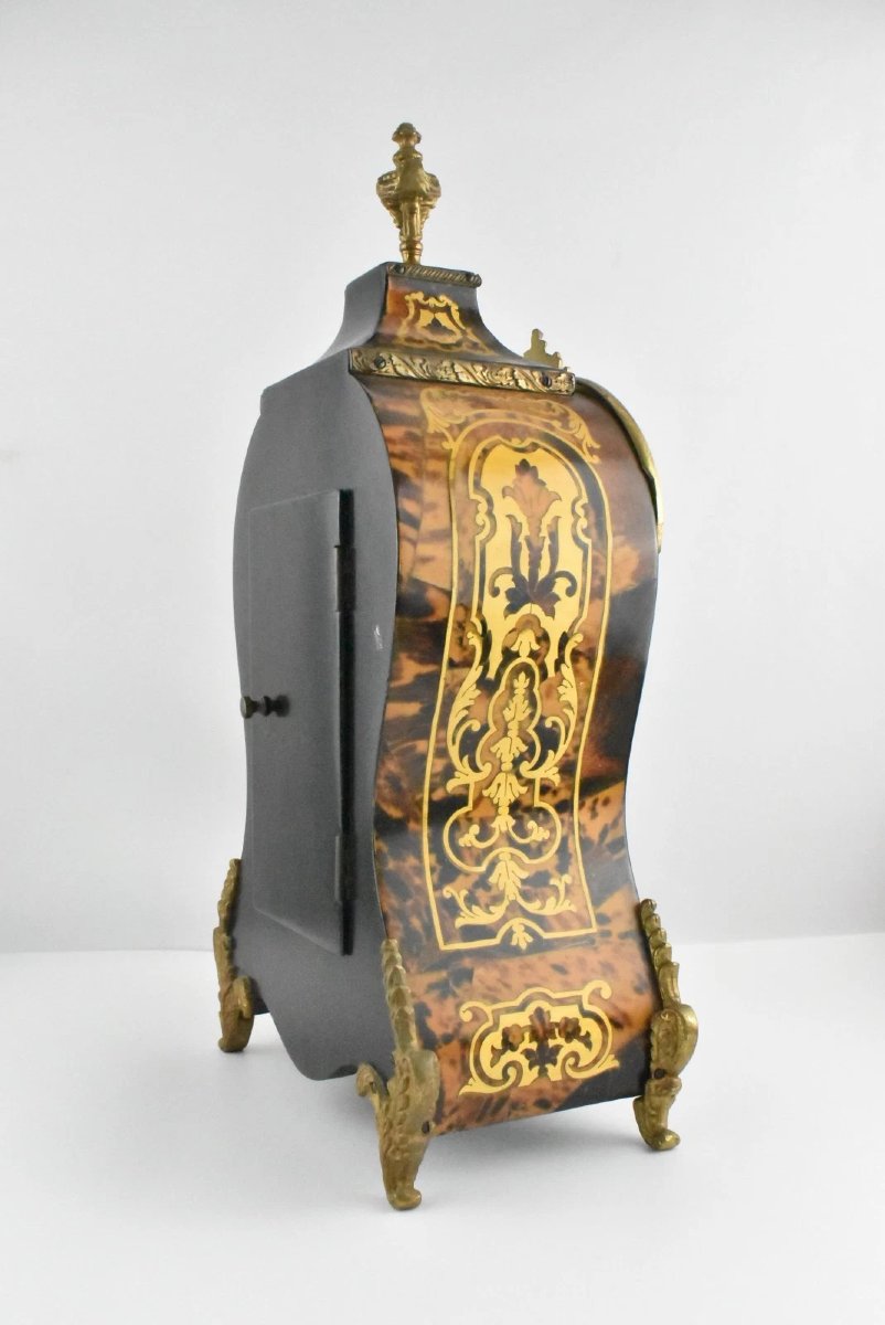 Une grande horloge de cheminée vintage Franz Hermle & Sons Boulle-photo-5