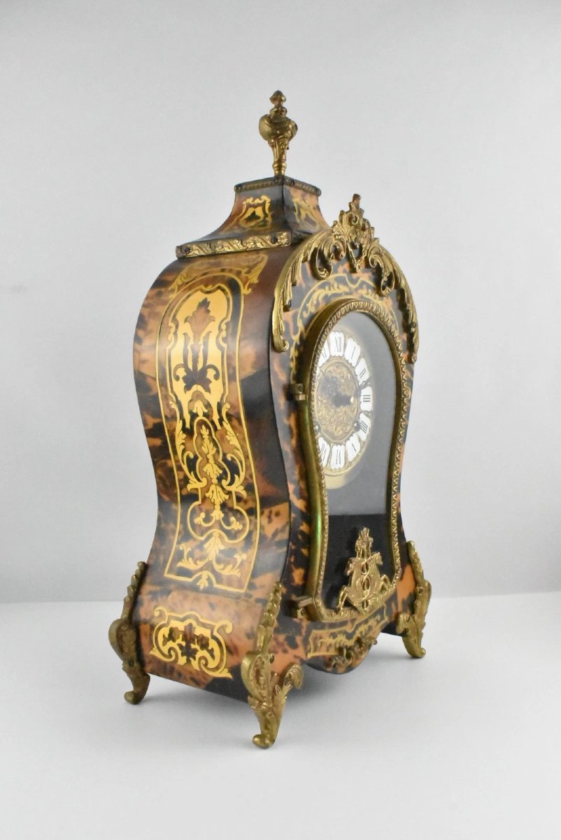 Une grande horloge de cheminée vintage Franz Hermle & Sons Boulle-photo-6