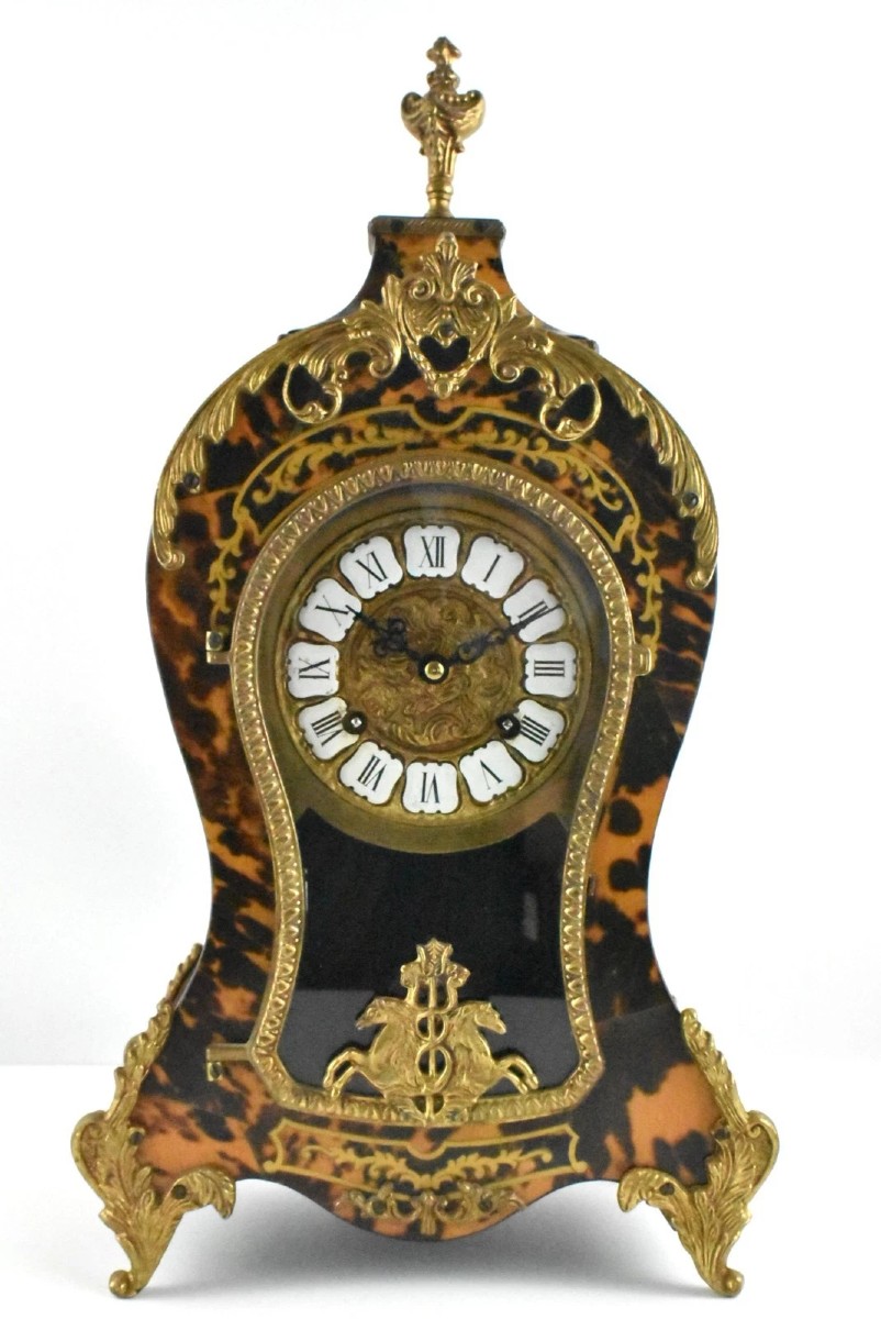 Une grande horloge de cheminée vintage Franz Hermle & Sons Boulle