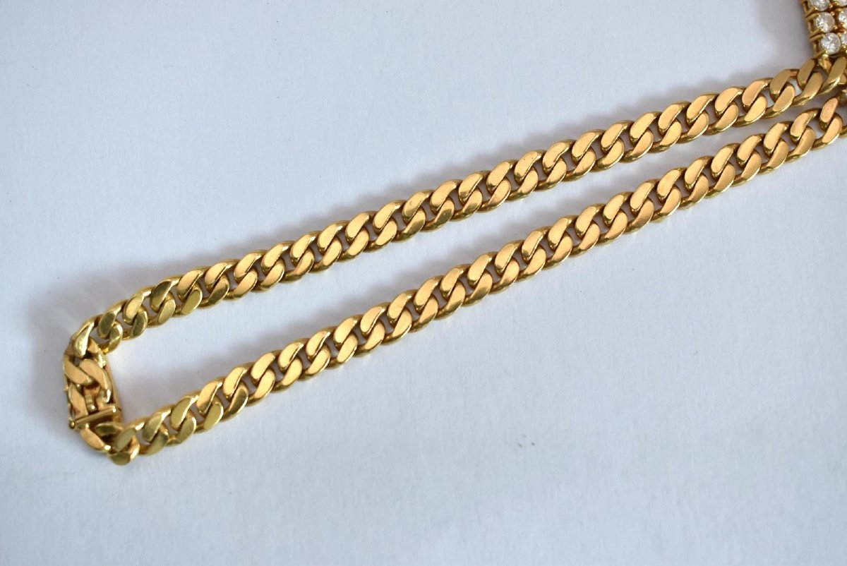 18kt Yellow Gold Set Fine Columbian Emerald & Diamond Drop Neckchain-photo-3