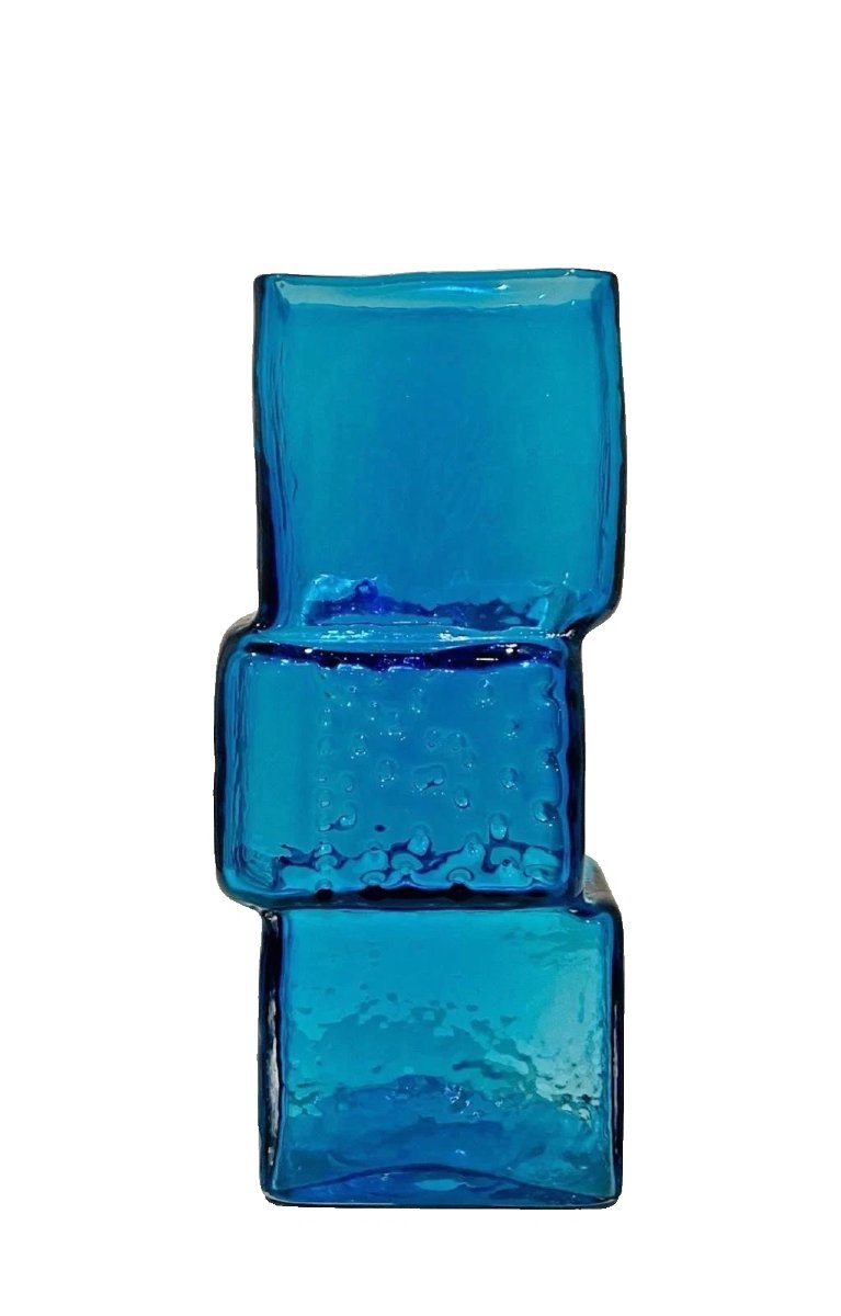 A Large Whitefriars Kingfisher Blue Drunken Bricklayer Vase By Geoffrey Baxter-photo-1