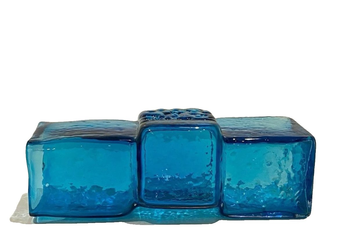 A Large Whitefriars Kingfisher Blue Drunken Bricklayer Vase By Geoffrey Baxter-photo-2