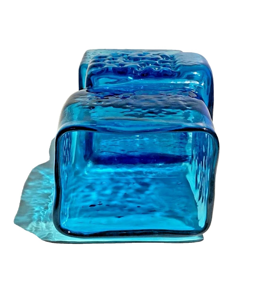 A Large Whitefriars Kingfisher Blue Drunken Bricklayer Vase By Geoffrey Baxter-photo-3