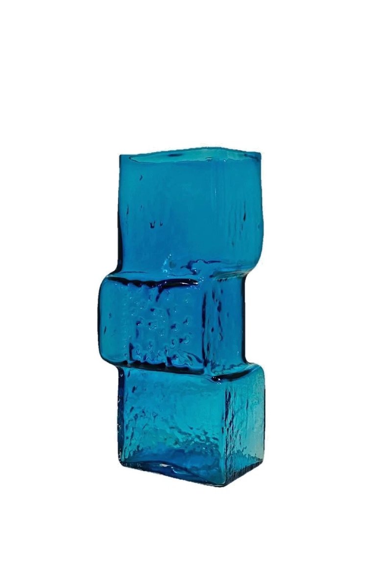 A Large Whitefriars Kingfisher Blue Drunken Bricklayer Vase By Geoffrey Baxter-photo-6