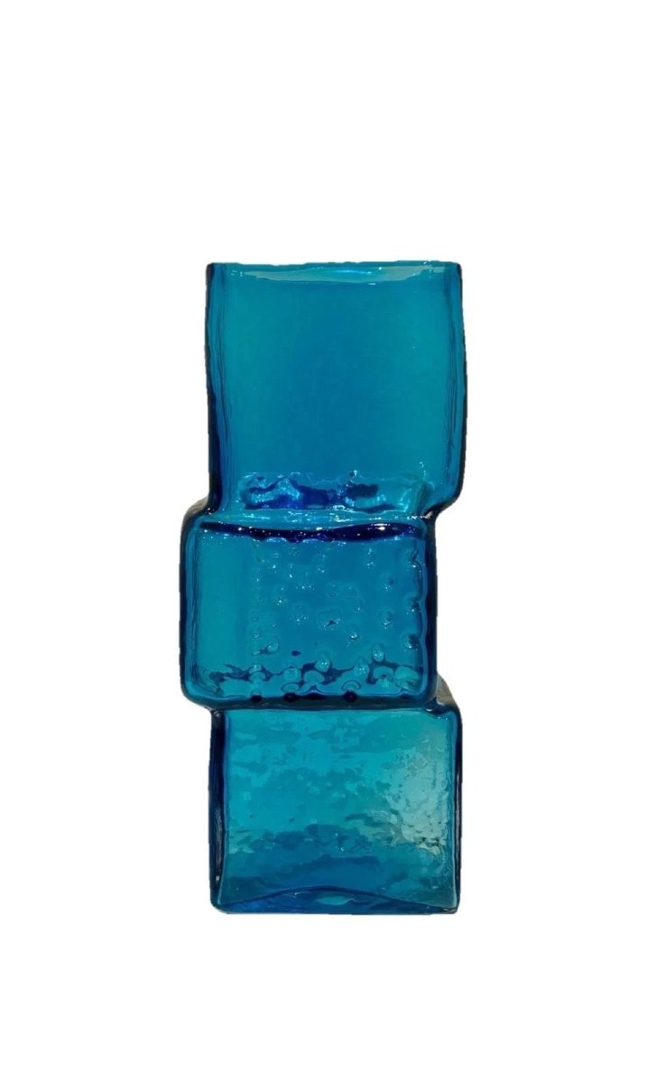 A Large Whitefriars Kingfisher Blue Drunken Bricklayer Vase By Geoffrey Baxter-photo-7