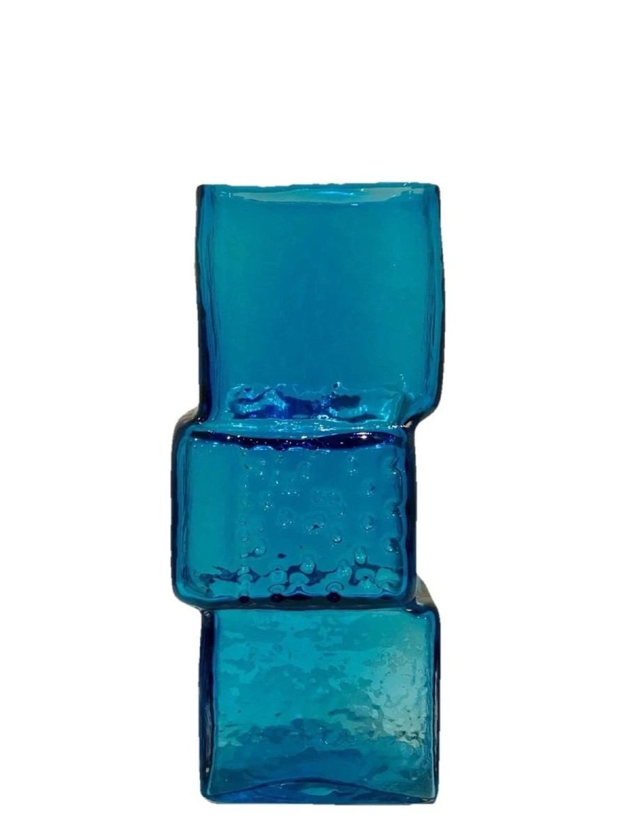 A Large Whitefriars Kingfisher Blue Drunken Bricklayer Vase By Geoffrey Baxter