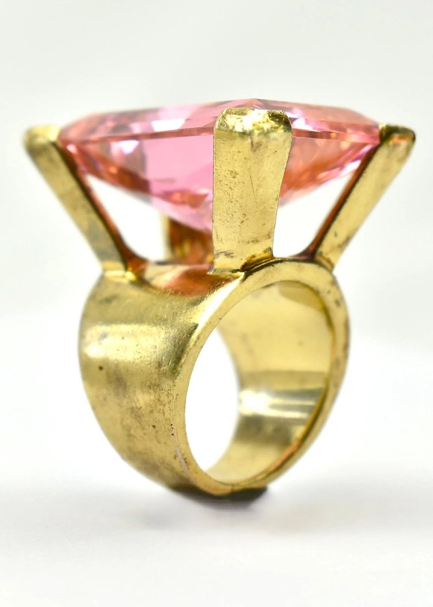 Large Swarovski Pink Crystal Ring-photo-4