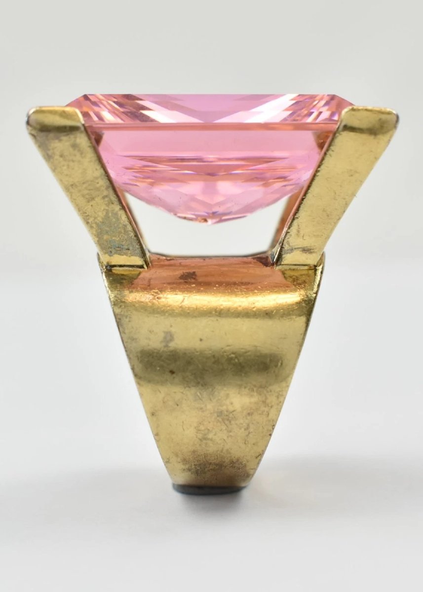 Large Swarovski Pink Crystal Ring-photo-1