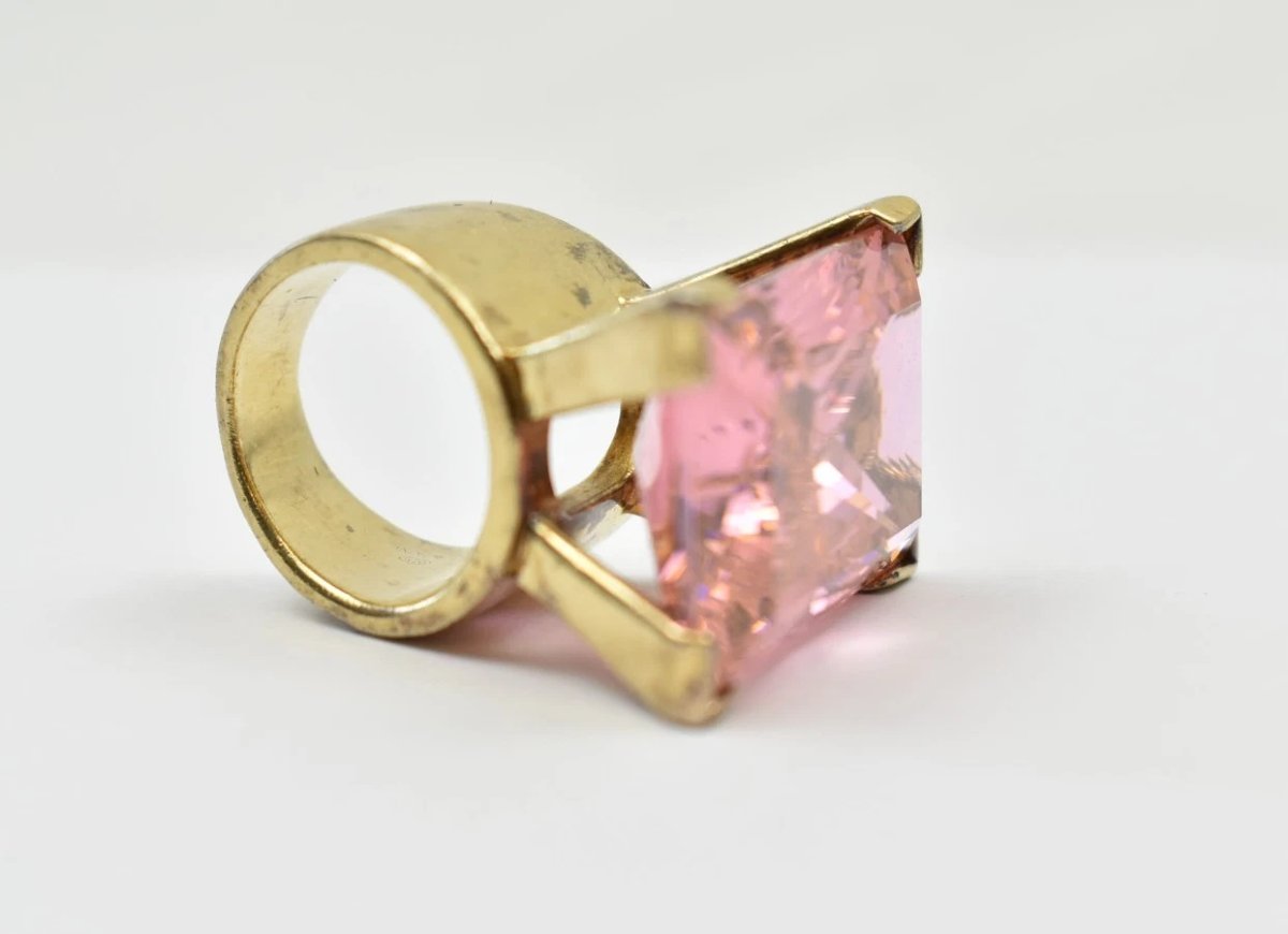 Large Swarovski Pink Crystal Ring-photo-2