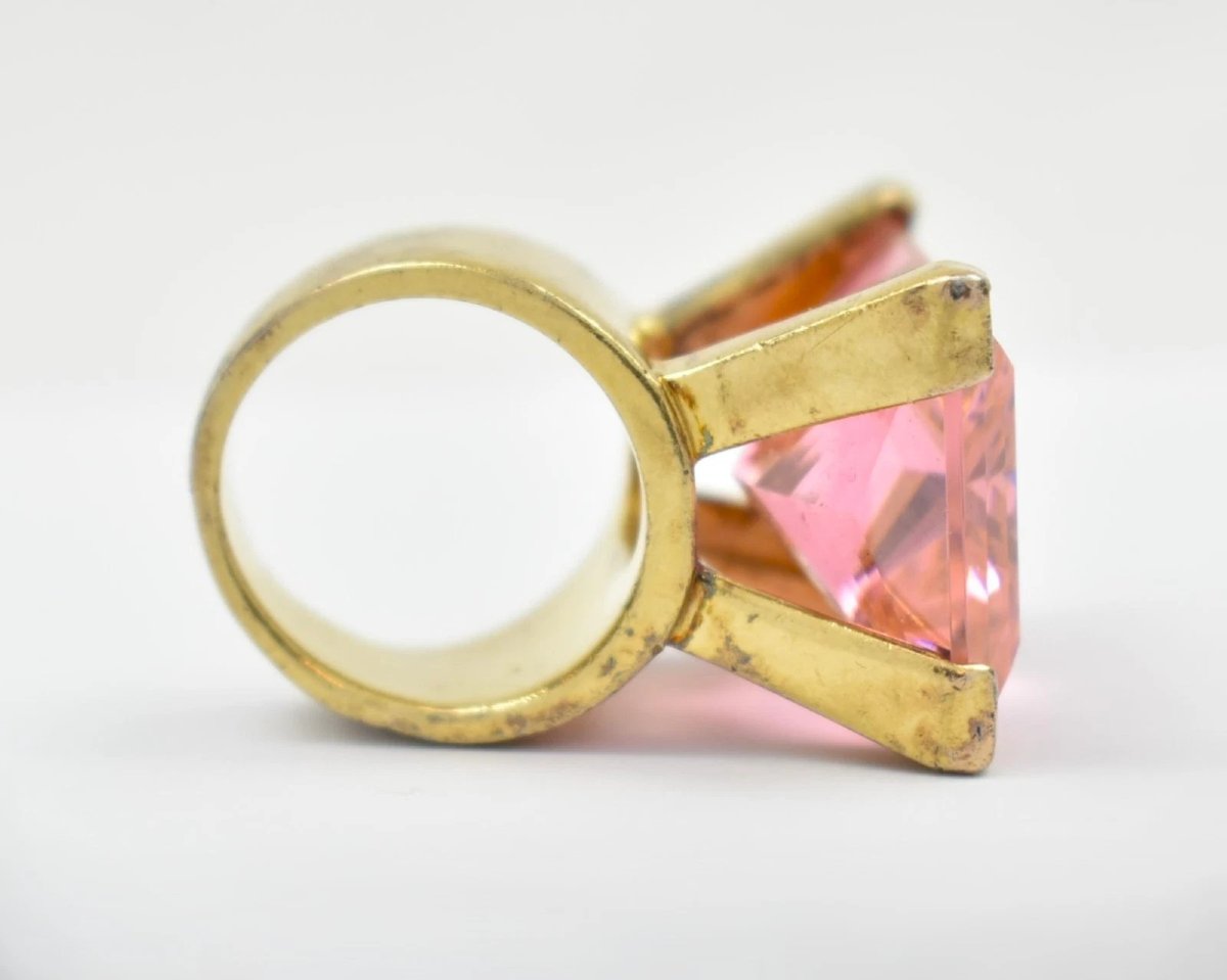Large Swarovski Pink Crystal Ring-photo-3