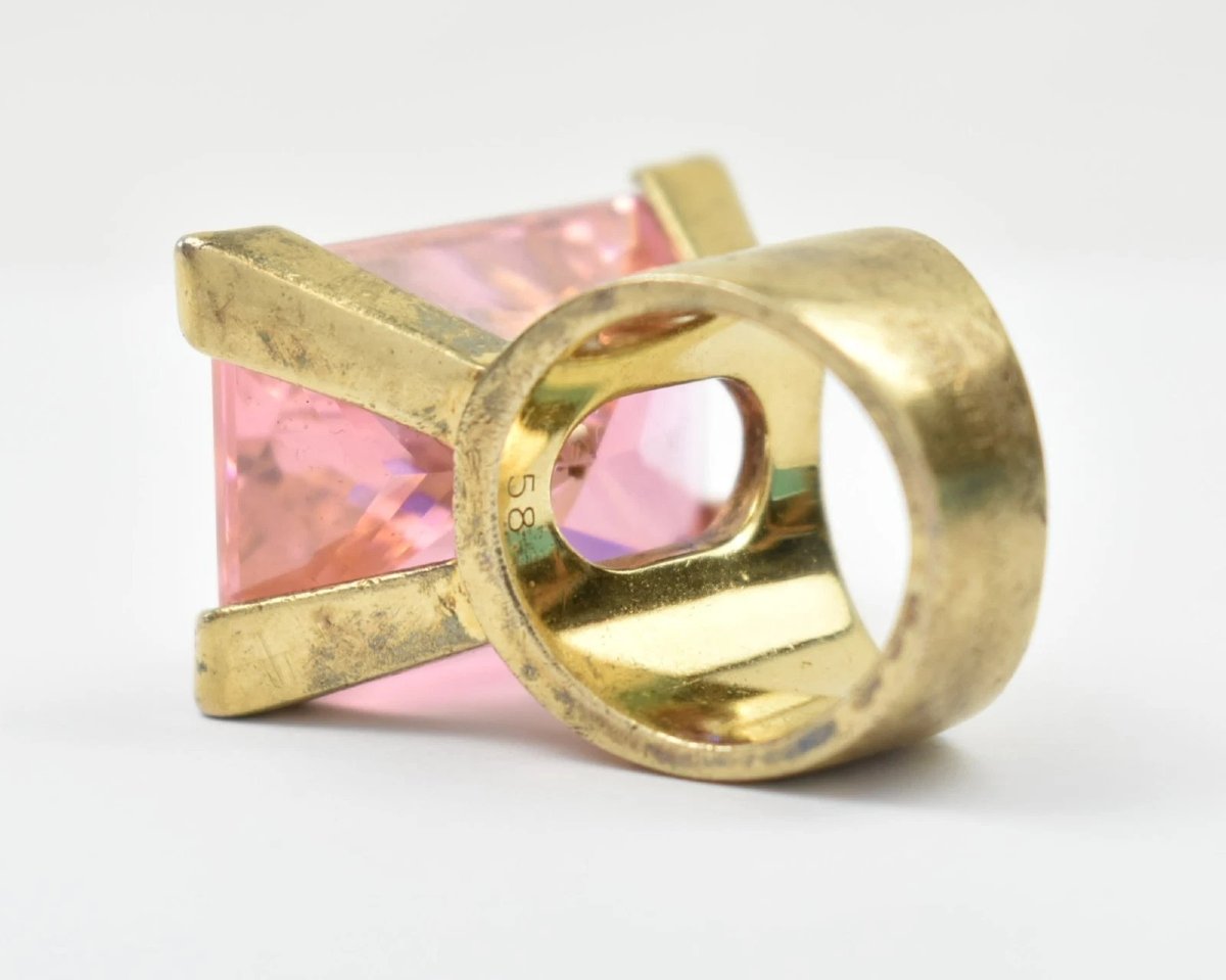 Large Swarovski Pink Crystal Ring-photo-5