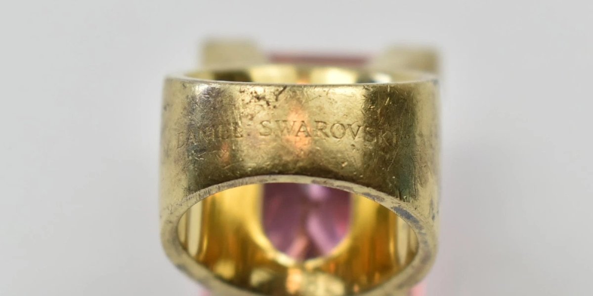 Large Swarovski Pink Crystal Ring-photo-6