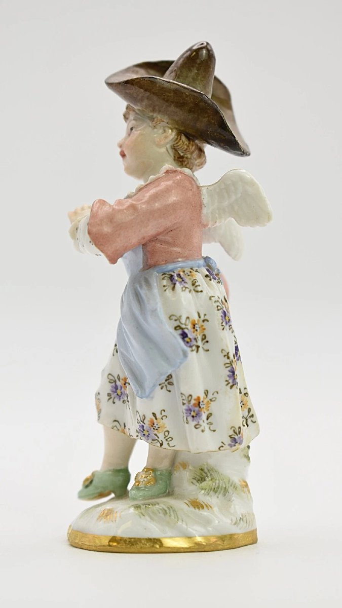 Antique Meissen Hand Painted Porcelain Dancing Angel/cherub Girl Figurine-photo-2