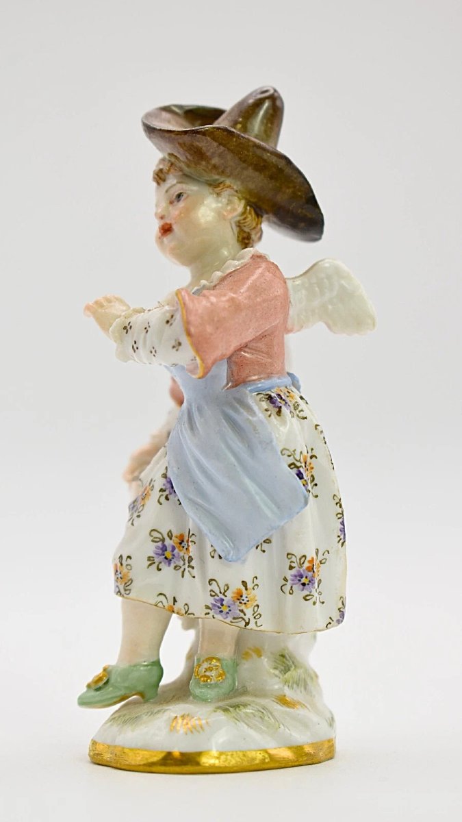 Antique Meissen Hand Painted Porcelain Dancing Angel/cherub Girl Figurine-photo-3