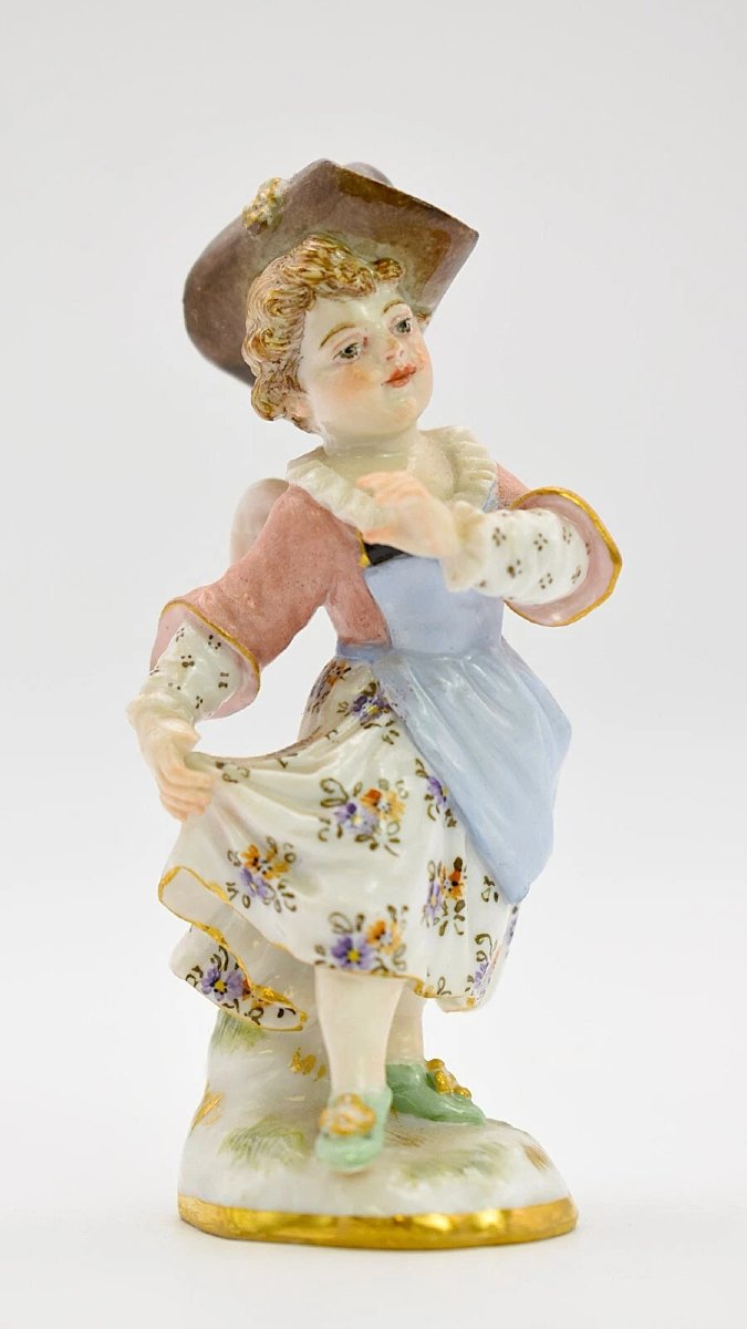 Antique Meissen Hand Painted Porcelain Dancing Angel/cherub Girl Figurine-photo-7