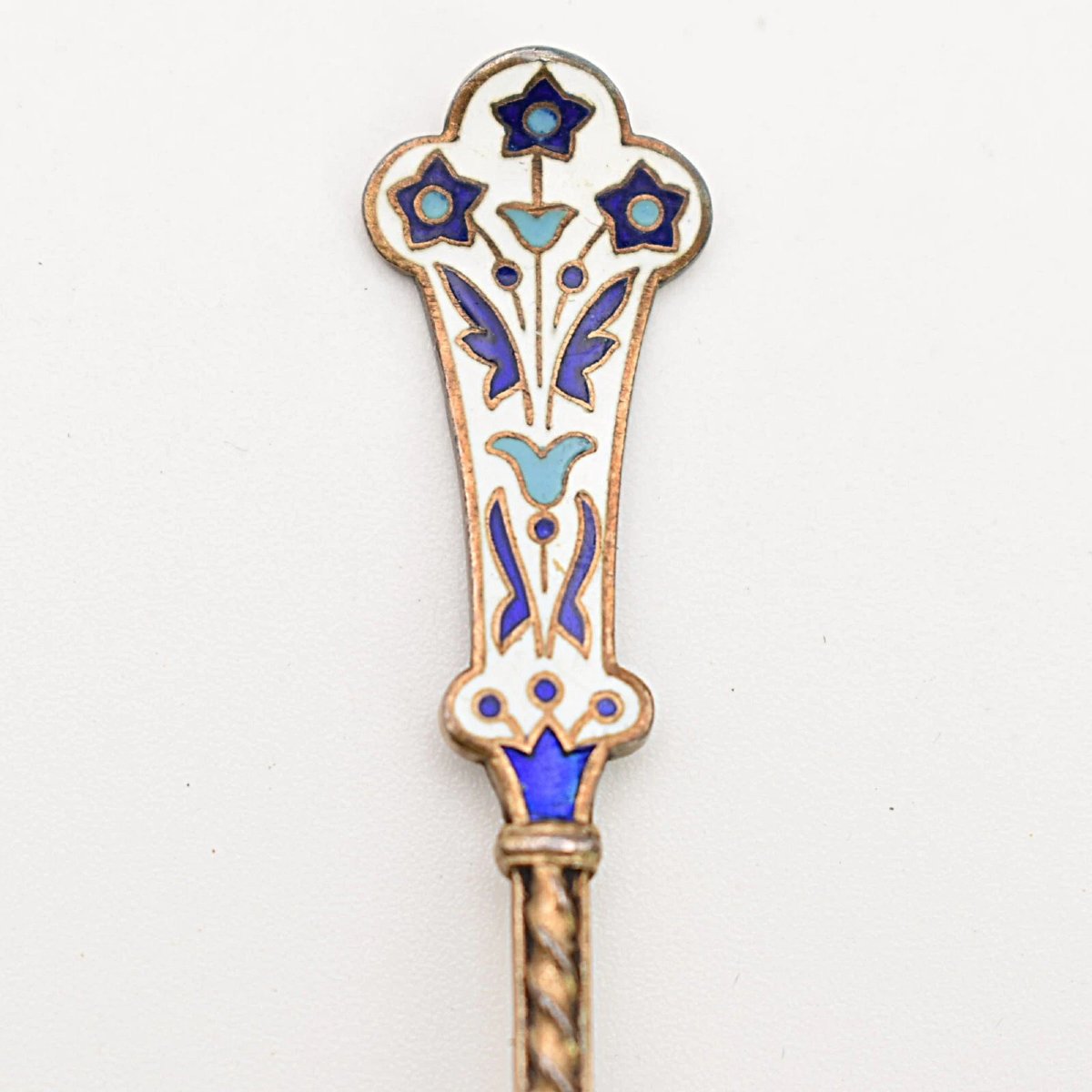 Cased Harrods London Set Of 6 David Andersen Silver Enamel Spoons Norway Ca 1900-photo-1