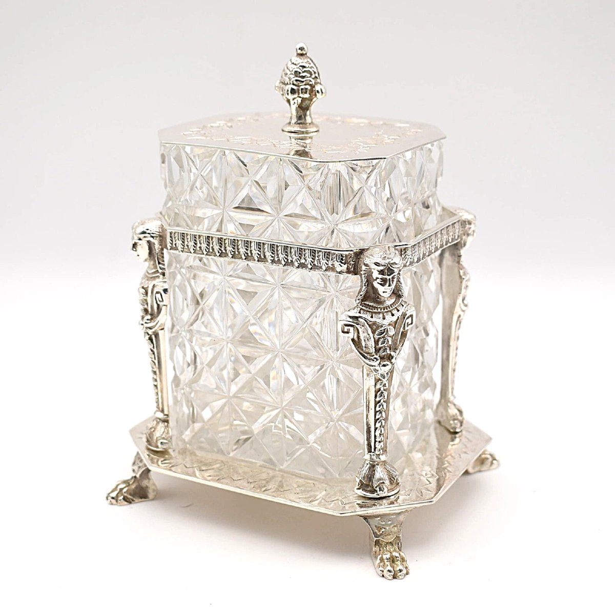 Victorian Walker & Hall Silver Plated Cut Glass Biscuit Barrel – Circa 1860s-photo-2