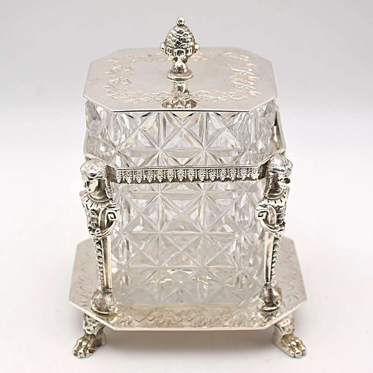 Victorian Walker & Hall Silver Plated Cut Glass Biscuit Barrel – Circa 1860s