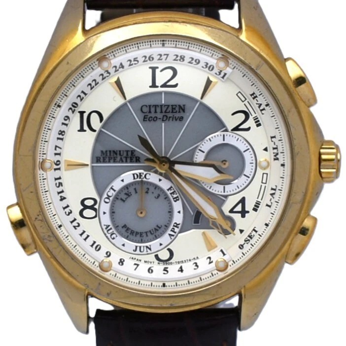 Citizen Men's Eco Drive Calibre Bl9000-32a Minute Repeater Watch Gold Plated
