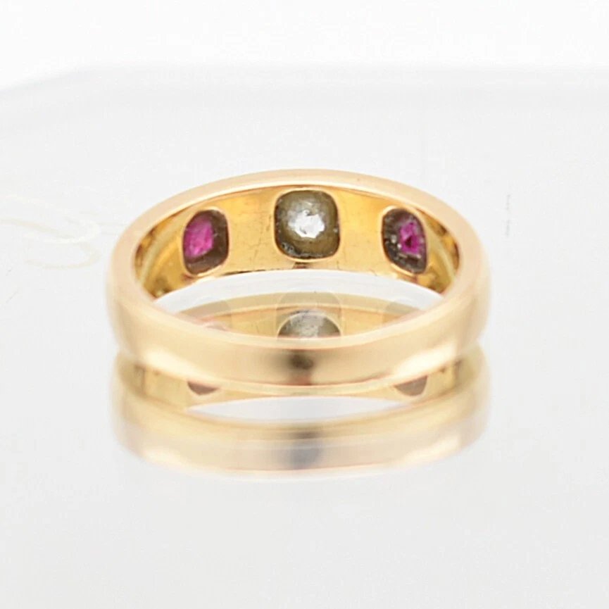 Edwardian Antique Ruby And Diamond Gypsy Set Band Ring (c 1900) Rubies & Diamond-photo-1