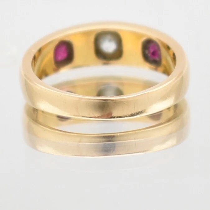 Edwardian Antique Ruby And Diamond Gypsy Set Band Ring (c 1900) Rubies & Diamond-photo-2