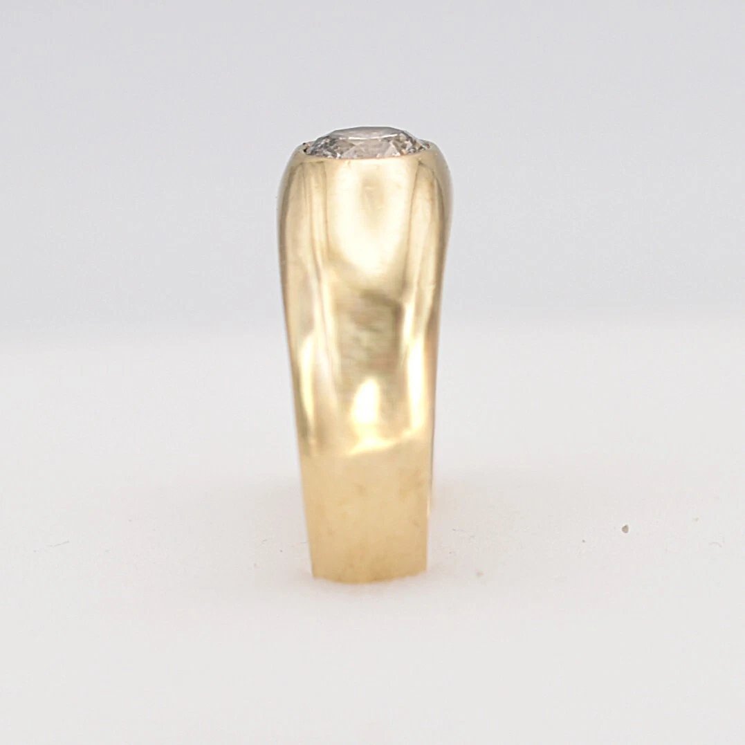 Victorian Style Gentleman's 9ct Yellow Gold Band Ring 0.75ct Diamond-photo-1