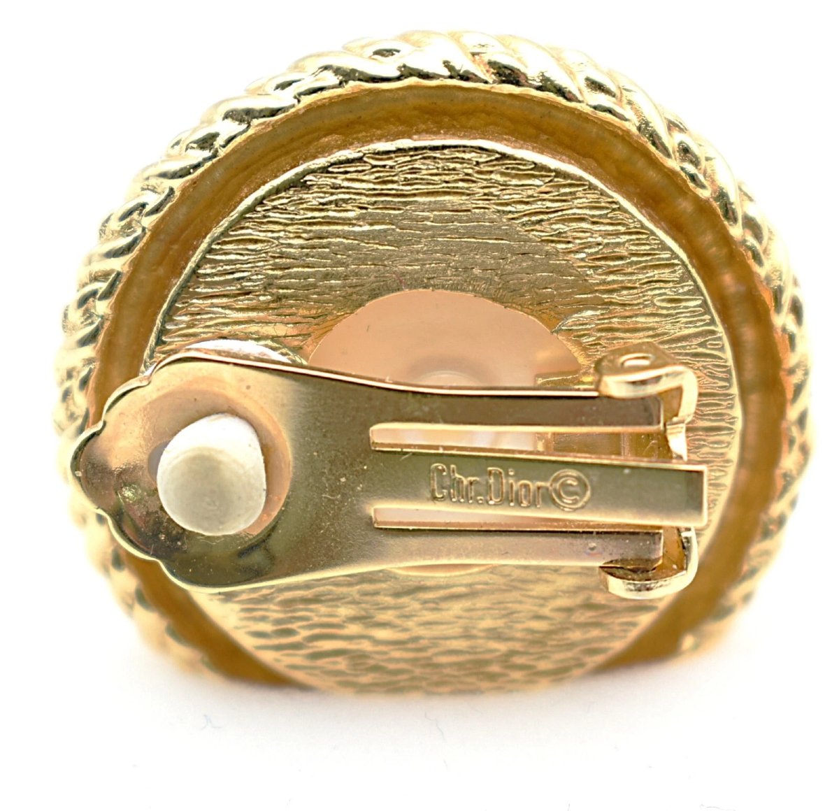 Vintage Christian Dior Large Faux Pearl Gold Plated Clip-on Earrings-photo-1