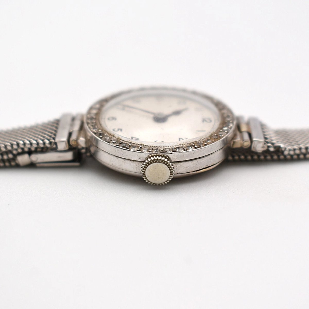 Vintage Movado 18ct White Gold & Diamond Cocktail Watch-photo-3