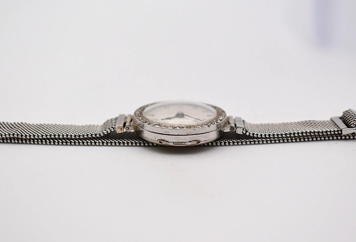 Vintage Movado 18ct White Gold & Diamond Cocktail Watch-photo-5