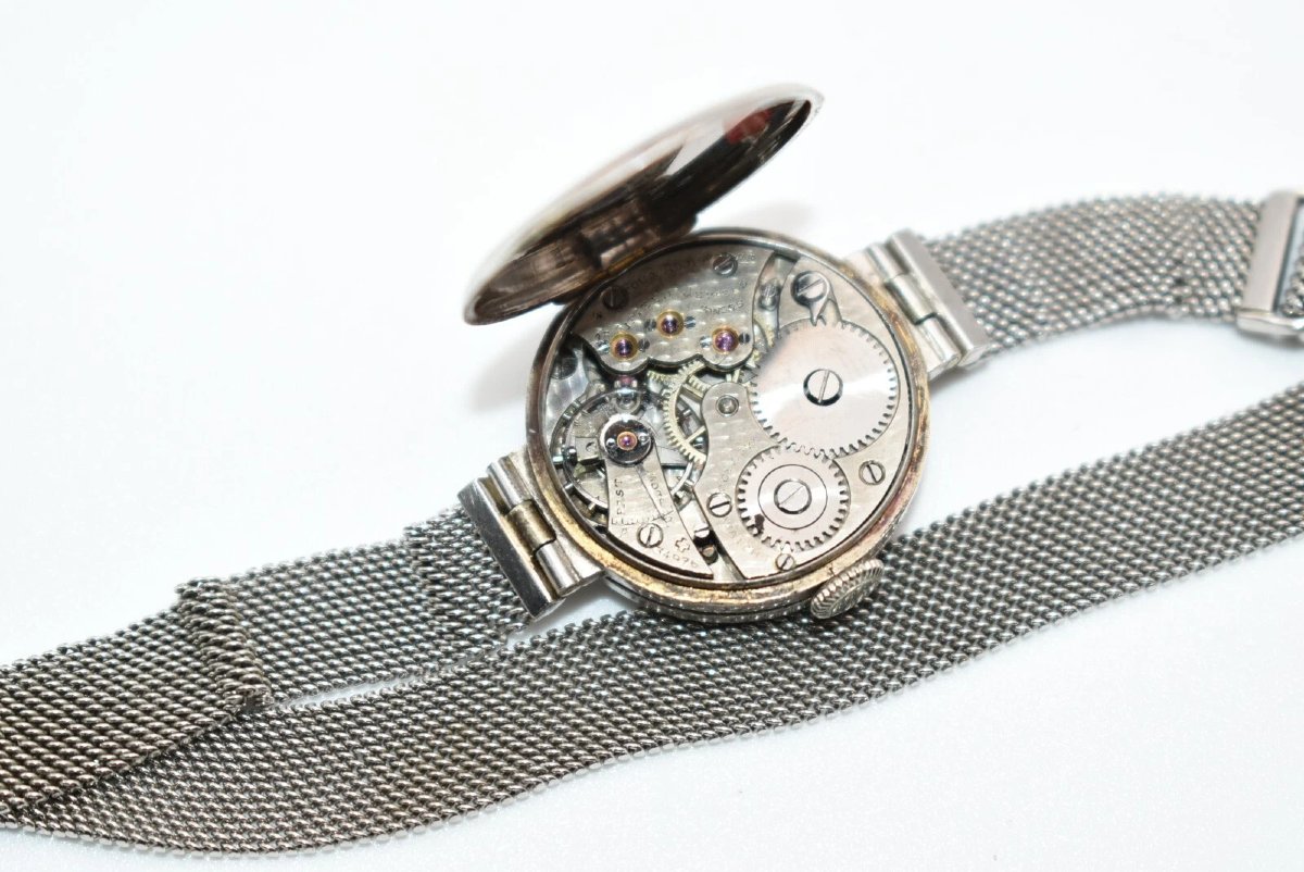 Vintage Movado 18ct White Gold & Diamond Cocktail Watch-photo-7