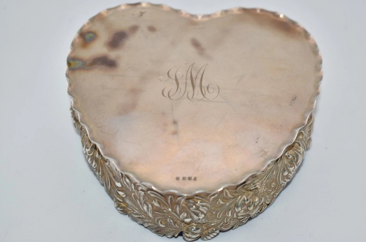 Antique Sterling Silver Heart Shaped Pin Cushion George W Shiebler Circa 19th C-photo-4