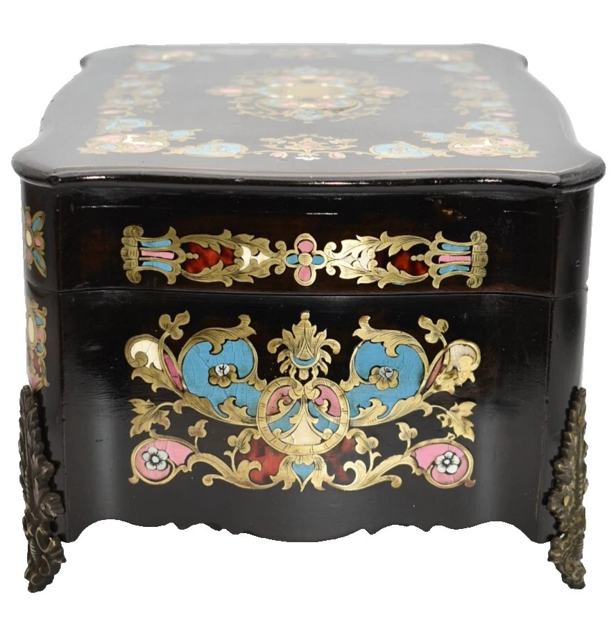 Coffret à bijoux Boulle ancien – Époque Napoléon III – Avec clé – XIXe siècle-photo-3