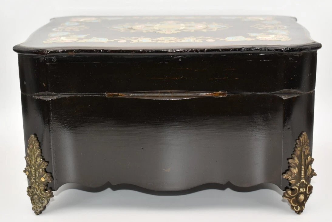 Coffret à bijoux Boulle ancien – Époque Napoléon III – Avec clé – XIXe siècle-photo-4