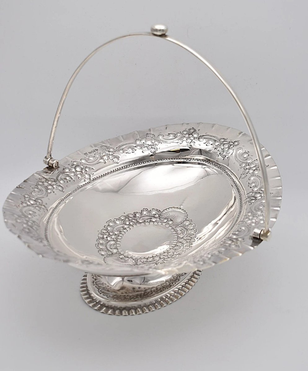 Panier en argent massif avec détails en relief - James Deakin & Sons Sheffield 1897-photo-1