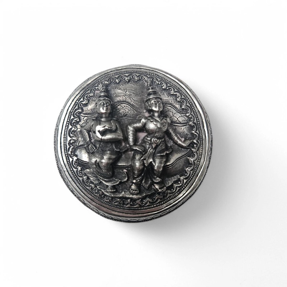 Indian Silver Round Box-photo-4