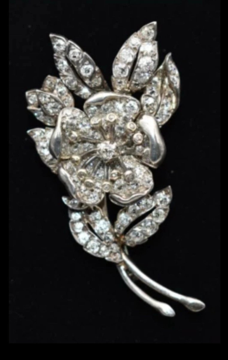 Antique 1920s Old Cut Diamond Spray Brooch 3.50ct Silver On 18ct Gold 16.4g-photo-3