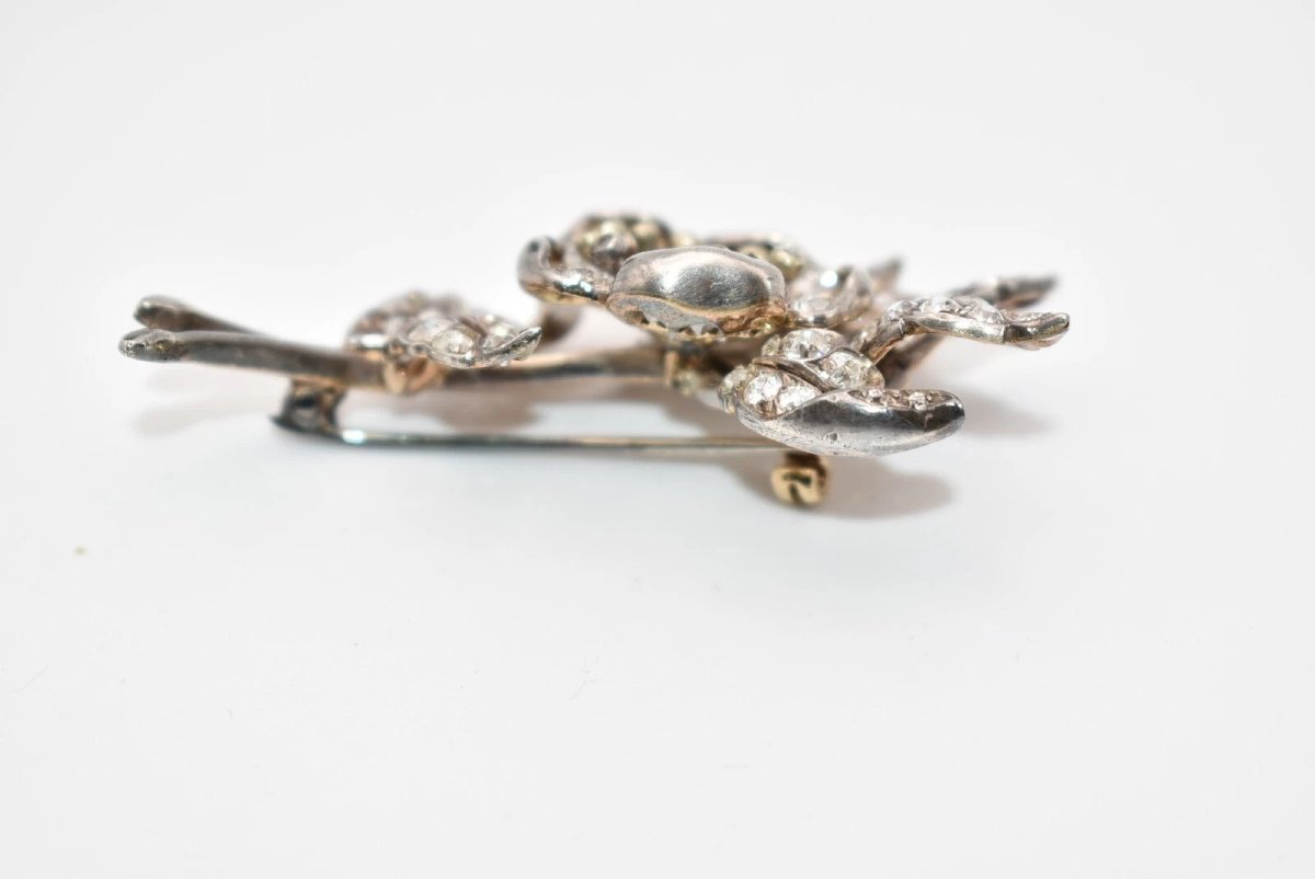 Antique 1920s Old Cut Diamond Spray Brooch 3.50ct Silver On 18ct Gold 16.4g-photo-3
