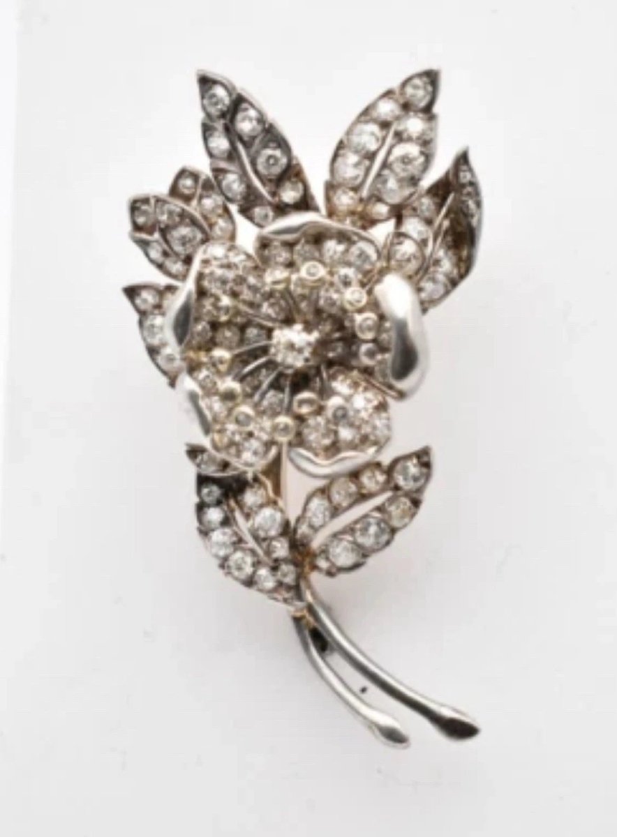 Antique 1920s Old Cut Diamond Spray Brooch 3.50ct Silver On 18ct Gold 16.4g-photo-6
