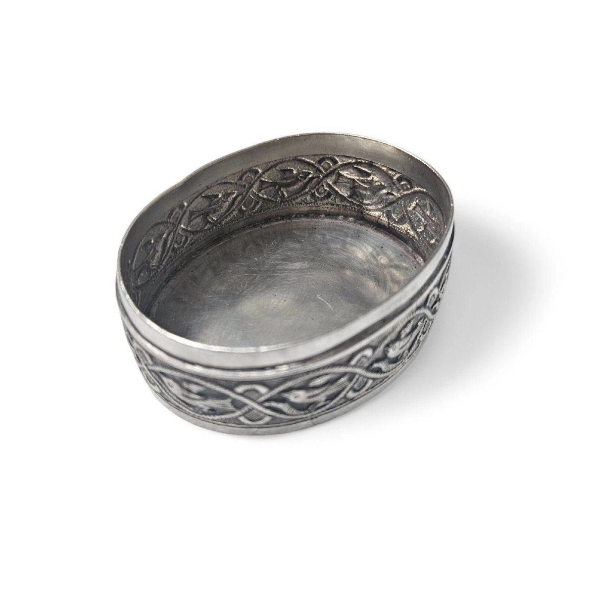 Antique Indian Asian Eastern Silver Ornater Box. Beautiful Detail. Trinket.-photo-3