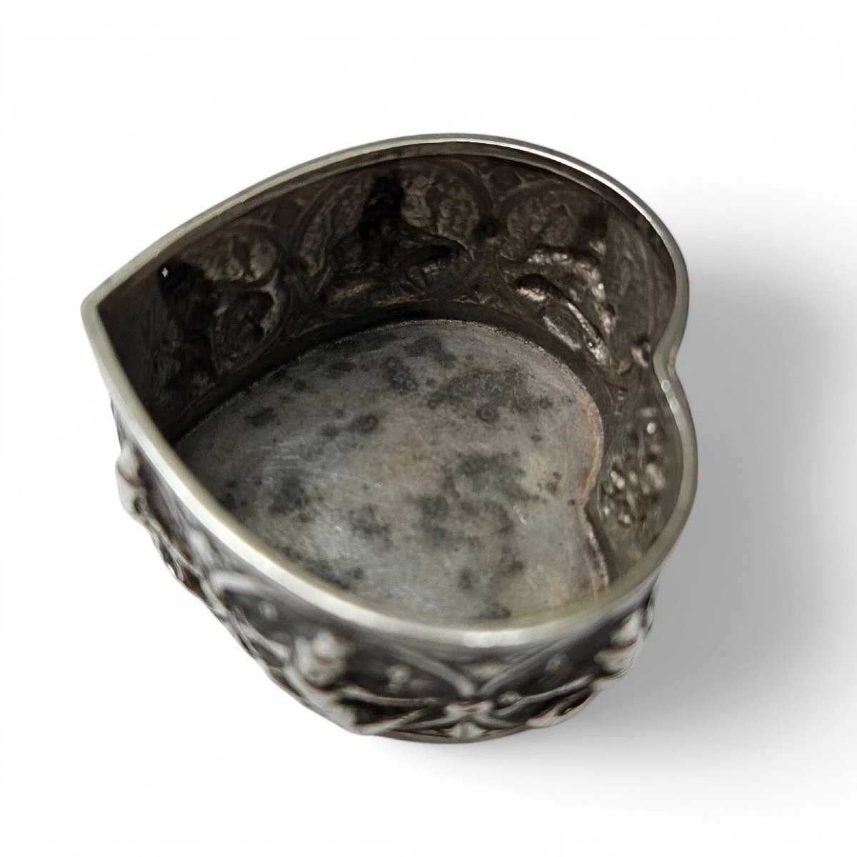 Antique Indian Silver Heart-shaped Trinket Box-photo-6