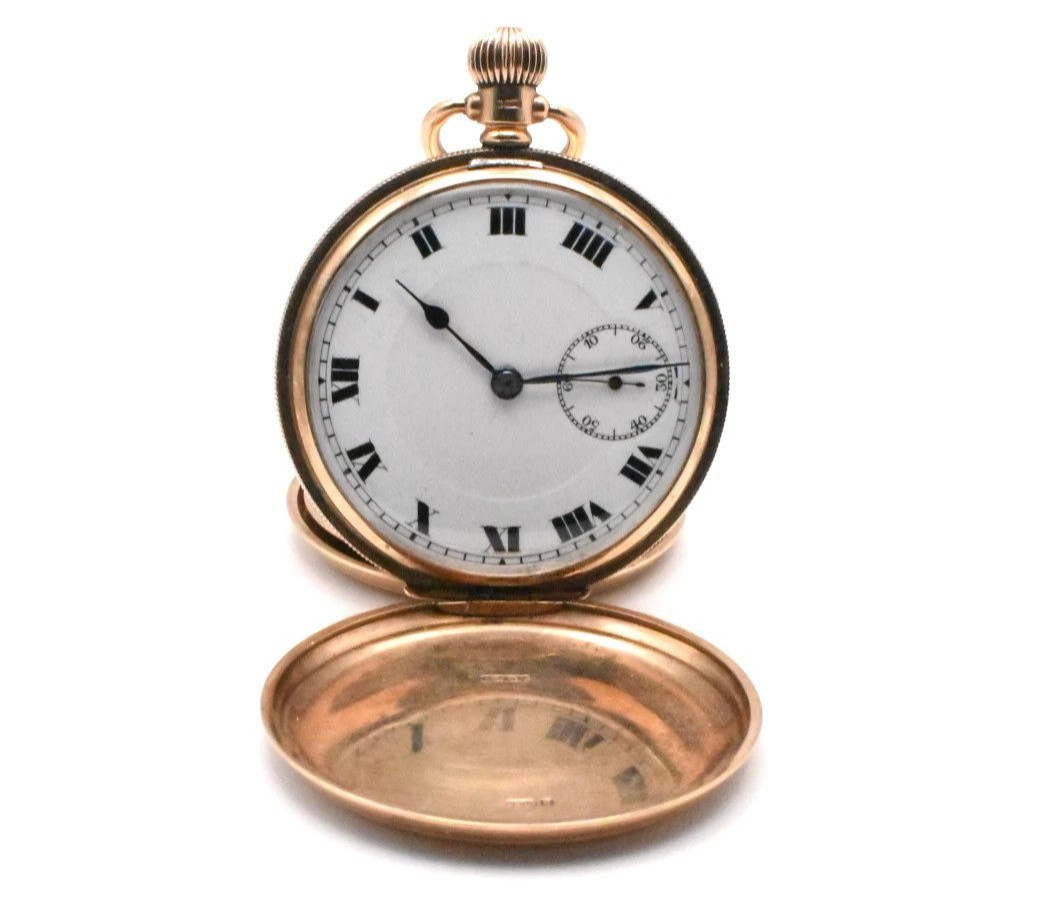 Antique 9ct Gold 'ald' 17 Jewell Swiss Engine Turned Full Hunter Pocket Watch-photo-2