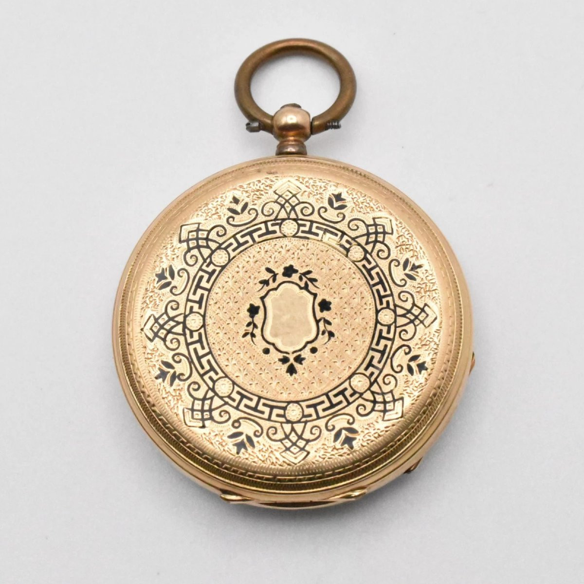 L Roberts Genève 8 Jewell Half Hunter Romain Numeral 14k Gold Pocket Watch-photo-2