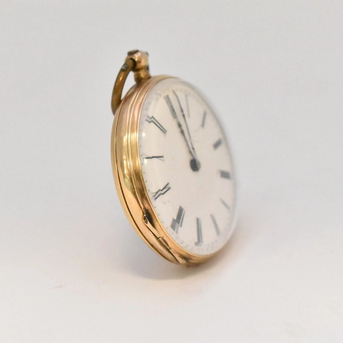 L Roberts Genève 8 Jewell Half Hunter Romain Numeral 14k Gold Pocket Watch-photo-1