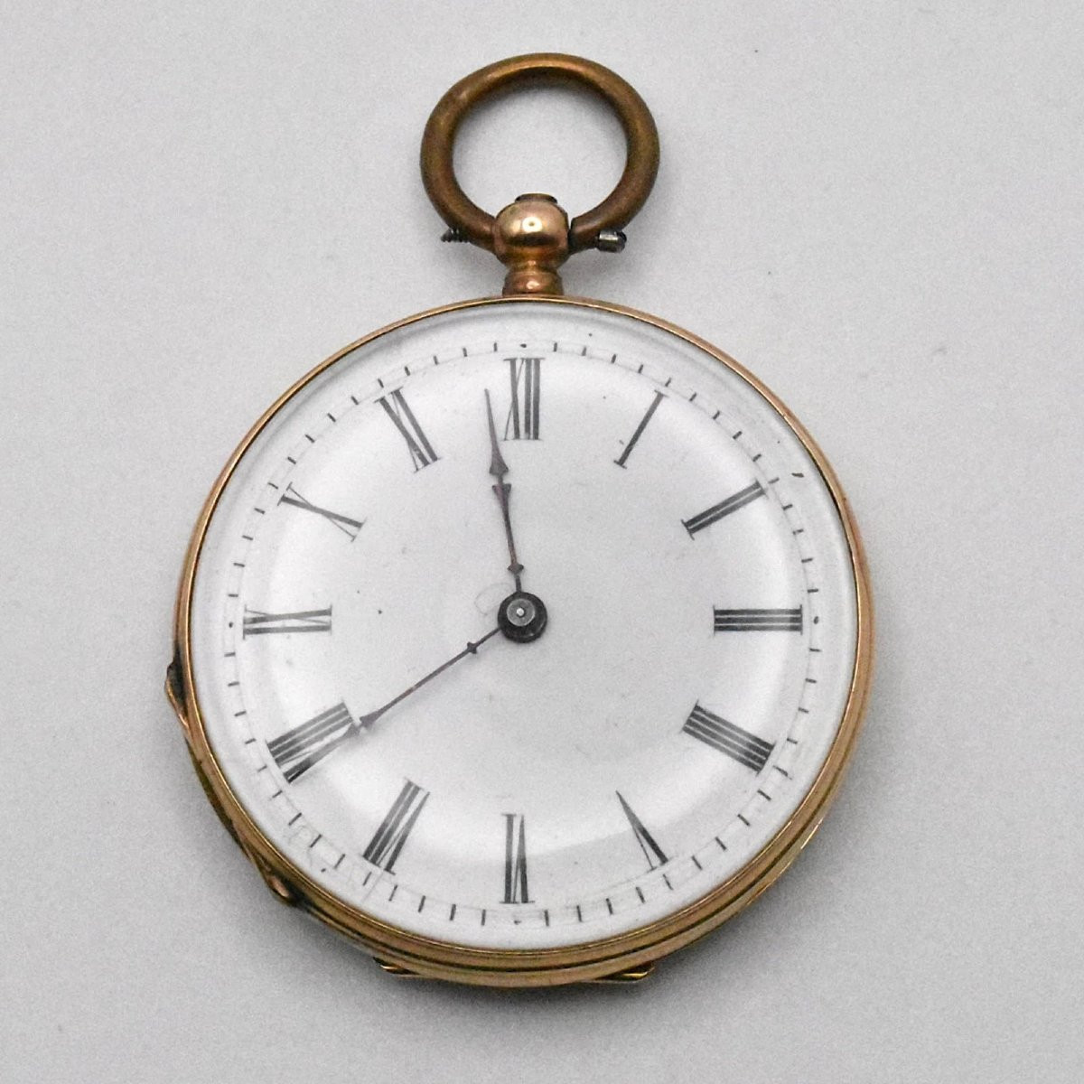 L Roberts Genève 8 Jewell Half Hunter Romain Numeral 14k Gold Pocket Watch-photo-6