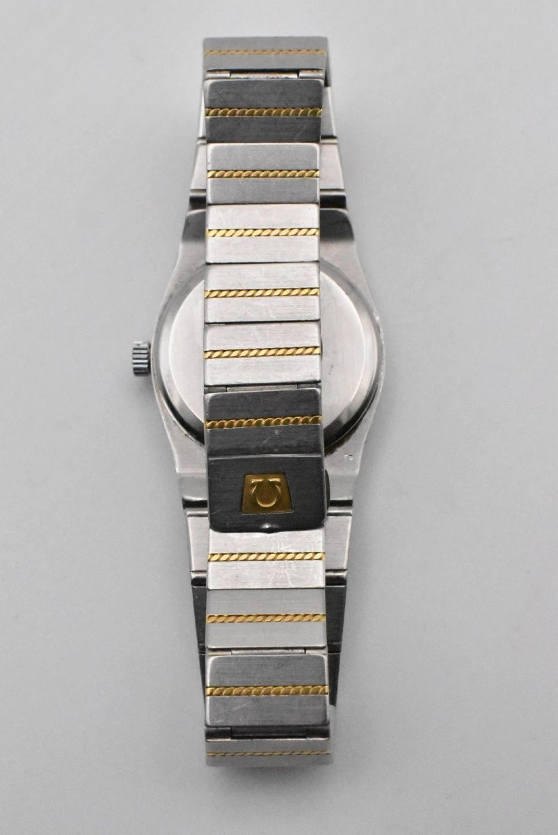 Montre-bracelet vintage Omega Constellation à quartz pour femme, en or 18 carats et acier-photo-3