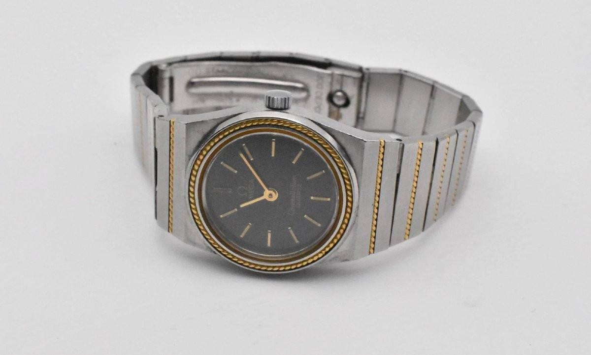 Montre-bracelet vintage Omega Constellation à quartz pour femme, en or 18 carats et acier-photo-1